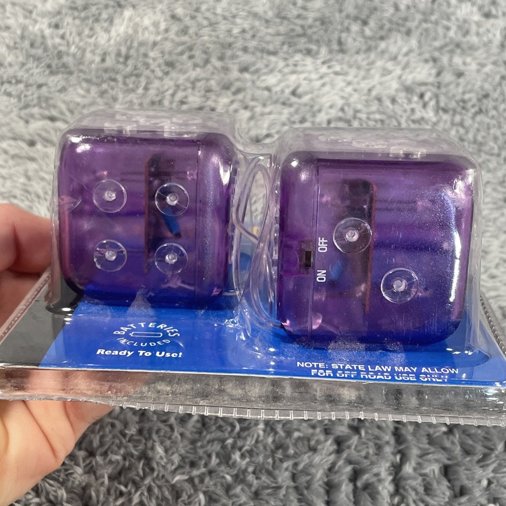 Bell Plastic Motion Light Up Dice Clear/Purple Vintage RARE Item 2001 HTF NOS - Picture 2 of 12